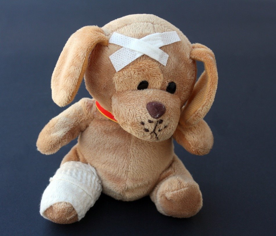 soft toy of an injured dog