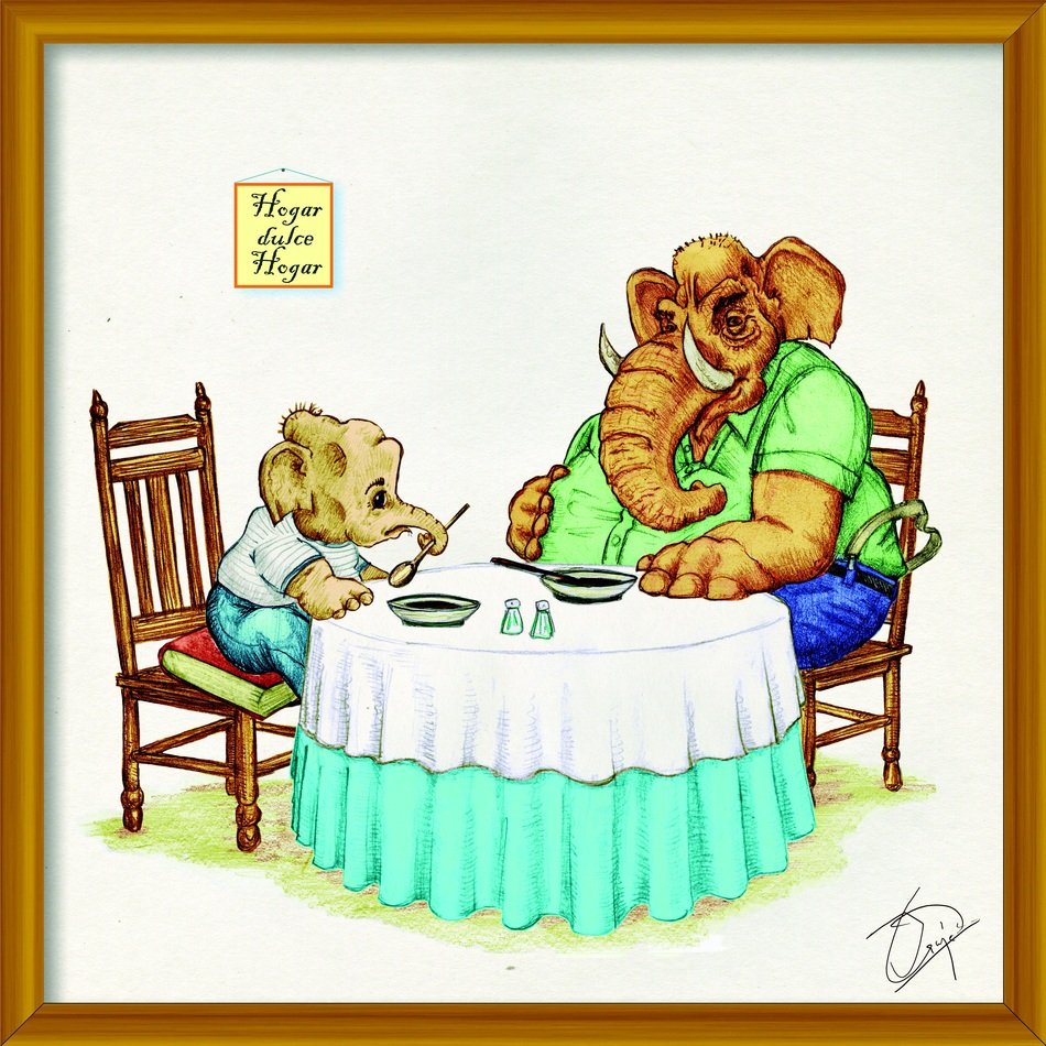 Elephant Dinner drawing