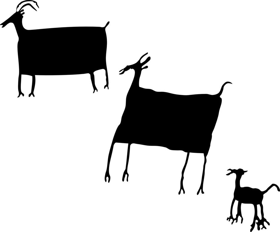 goats and dog, Ancient Petroglyph, usa, Utah