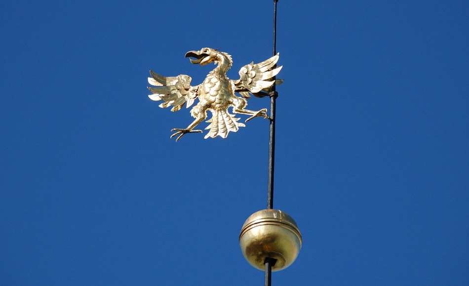 golden bird on steeple close up