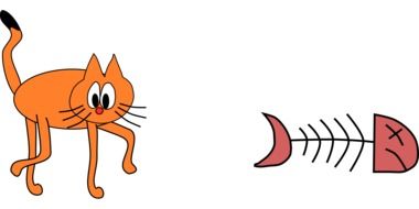 Cat Orange and Fish Dead drawing
