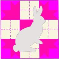 Bunny Rabbit silhouette on a pink background drawing