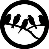 birds on a branch drawing icon