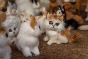 A lot of the colorful soft cat toys