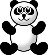 Drawing of the beautiful black and white panda at white background