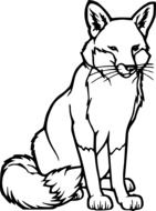 Black and white drawing of the wild fox clipart