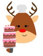 clipart of Reindeer with Cake