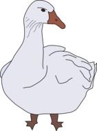 drawn white goose with a red beak