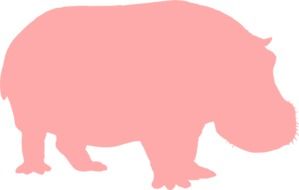 Pink Hippopotamus silhouette drawing at white background