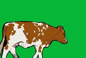 painted spotted cow on a green background