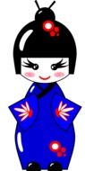 drawing of a cute japanese doll in kimono