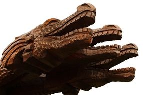three headed wooden dragon