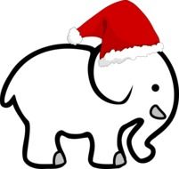 graphic image of a baby elephant in a christmas hat