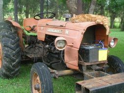 obsolete rusty tractor in the park