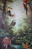 wall painting with wild animals