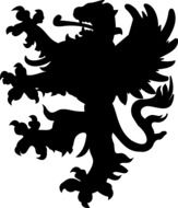 silhouette of a lion with wings