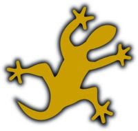 yellow silhouette of a lizard