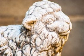 Portrait of the beautiful stone sheep sculpture