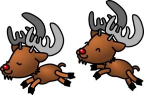 two happy reindeers as a graphic image