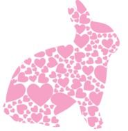 rabbit in pink hearts as a graphic image