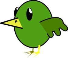 drawing of a green bird with a beak on a white background