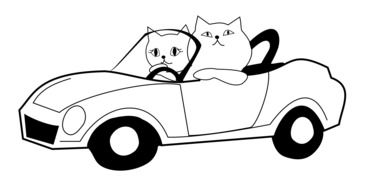 cliparrt of cartoon cats in the car