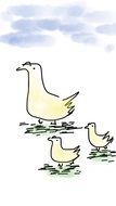 duck with ducklings as a drawing