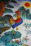 rooster in a colorful picture