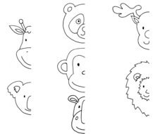 Black and white drawing of the animals