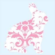 silhouette of a hare with a pink pattern in the middle