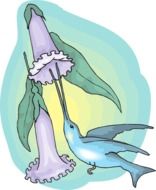 painted hummingbird and purple flower