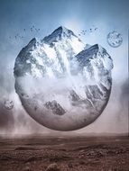 Blue and Brown Mountain poster drawing