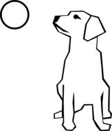 Black and white Dog and full moon clipart