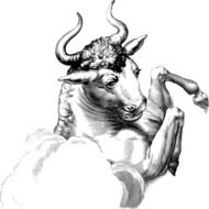 black and white graphic image of a buffalo