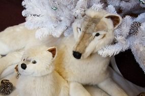 plush toys under the Christmas tree