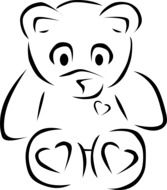 Unhappy Teddy Bear, black outline