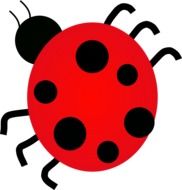 ladybug drawing with black dots on a white background