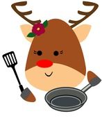 drawn cartoon fawn with a griddle