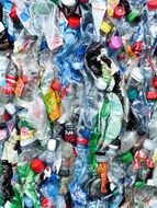 pressed plastic bottles for recycling