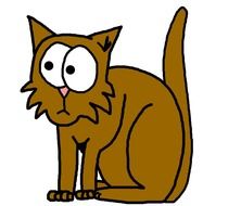 Cute Brown Cat drawing at white background