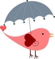 cartoon pink bird under umbrella