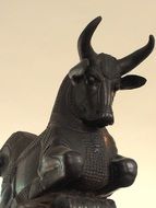 sculpture of a sacred horned animal