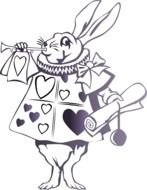 black and white drawing of a hare from the fairy tale of alice in wonderland