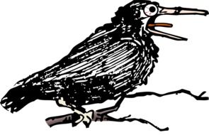 cartoon black crow croaking