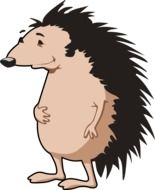 cartoon Hedgehog with paw on tummy