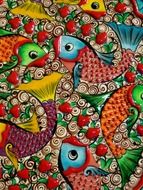 colorful ceramic with fish ornament