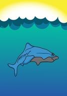 Shark Blue Sea drawing