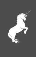 white silhouette of a unicorn on a gray background