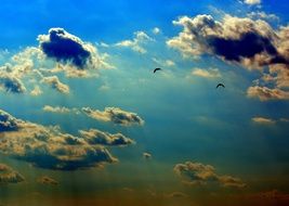 clouds on the blue sky at twilight