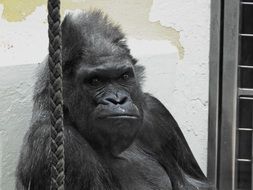 portrait of black gorilla as a species of monkey